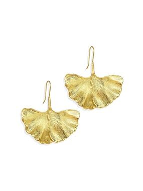 Gold Ginkgo Leaf Drop Earrings - Women Jewelry